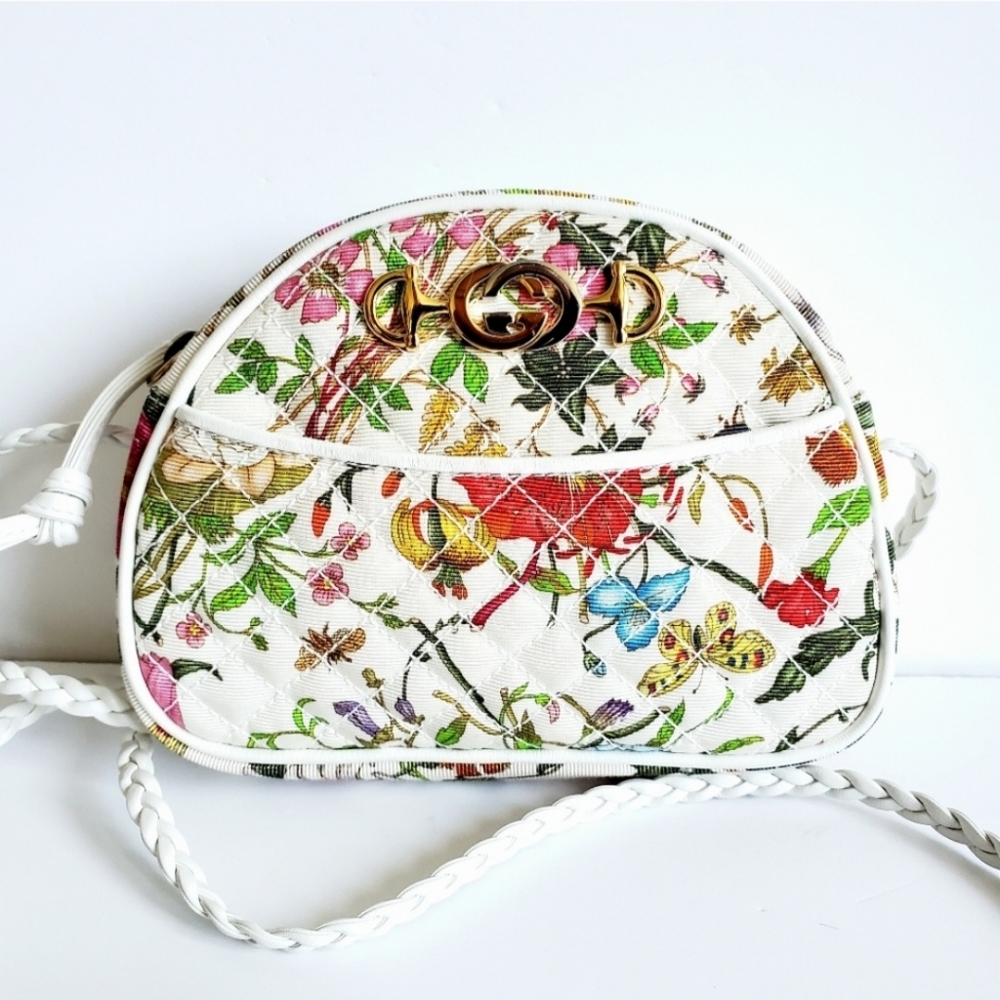 NEW Gucci Trapuntata Flora Mini Camera Shoulder Crossbody Bag Handbag